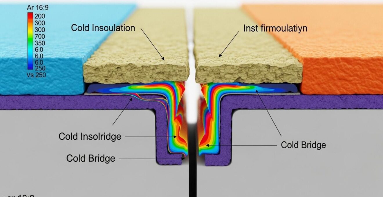 Schéma thermique montrant un pont thermique dû à une mauvaise pose d'isolant