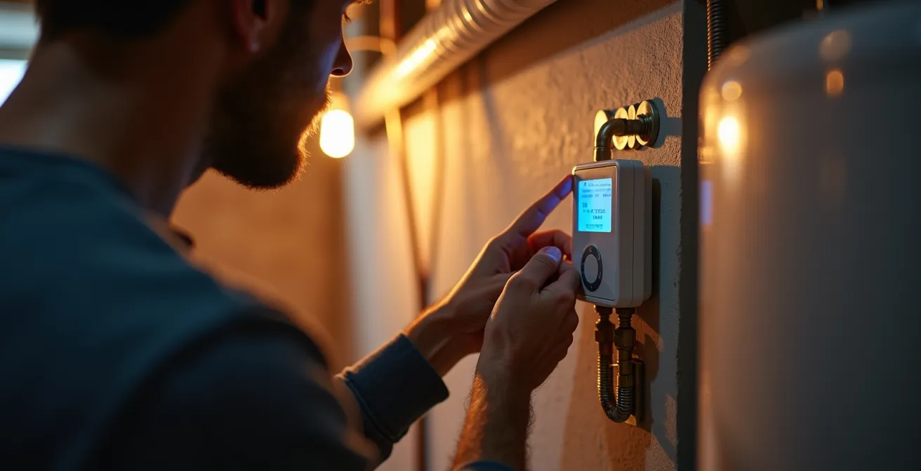 Système de détection d'eau intelligent installé près d'un chauffe-eau