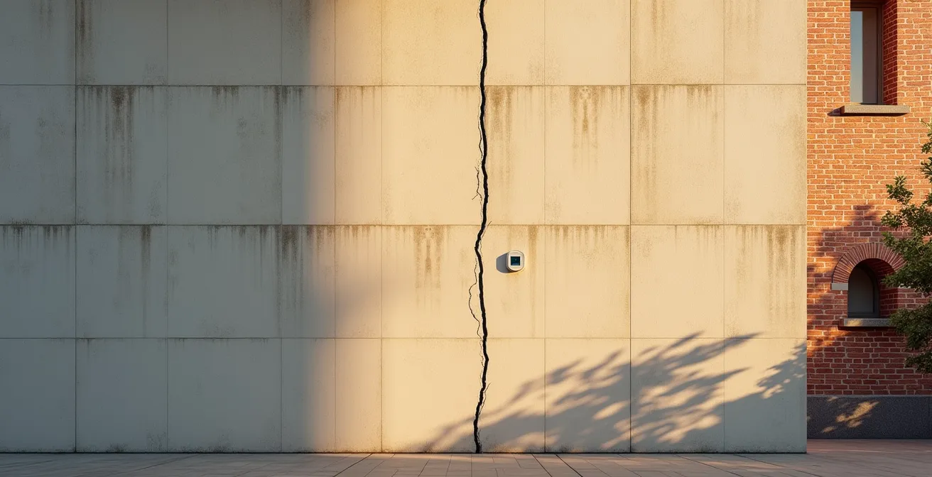 Installation de capteurs de surveillance sur une fissure structurelle d'un bâtiment patrimonial
